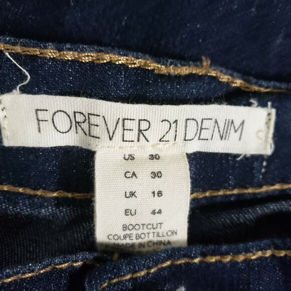Forever 21 Womens Denim Jeans Size 30 Bootcut Stretch Blue Dark Wash Low Rise - Picture 7 of 8